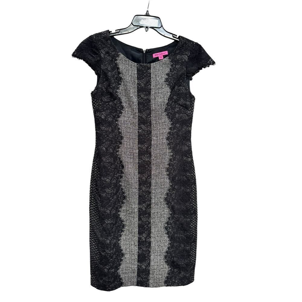 BETSY JOHNSON Lace Trim Sheath Dress - Size 8 - Pre-owned